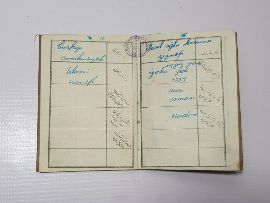 CUMHURİYET İLK DÖNEM OSMANLICA YAZILI NÜFUS KAĞIDI