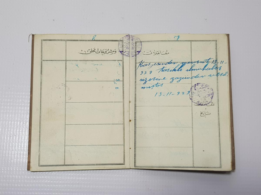 CUMHURİYET İLK DÖNEM OSMANLICA YAZILI NÜFUS KAĞIDI