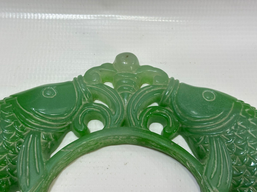 JADE TAŞINDAN YAPILMIŞ BALIK FİGÜRLÜ BÜYÜK BOY APLİK