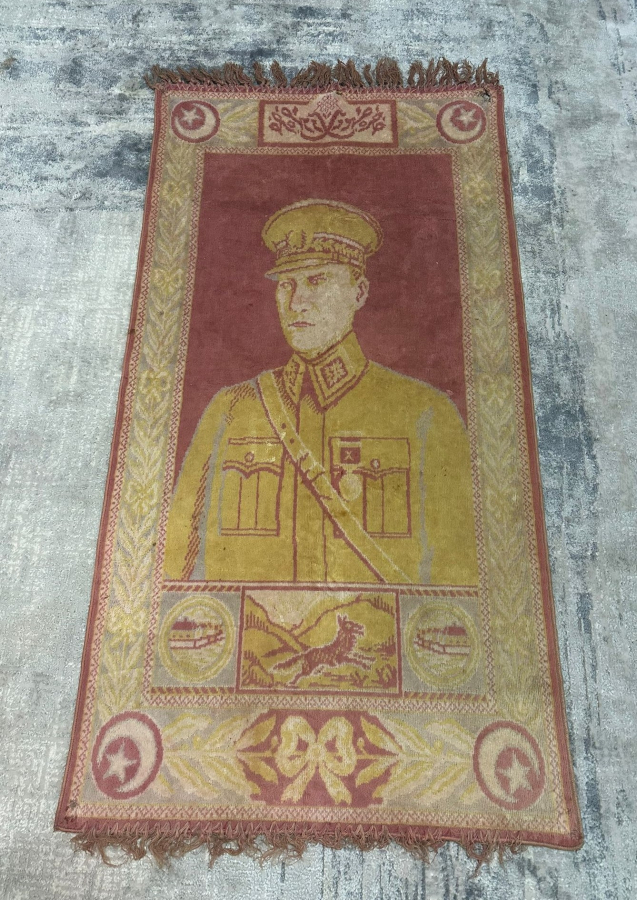 OSMANLICA HATIRA-İ CUMHURİYET YAZILI ÇOK NADİR ATATÜRK DUVAR HALISI