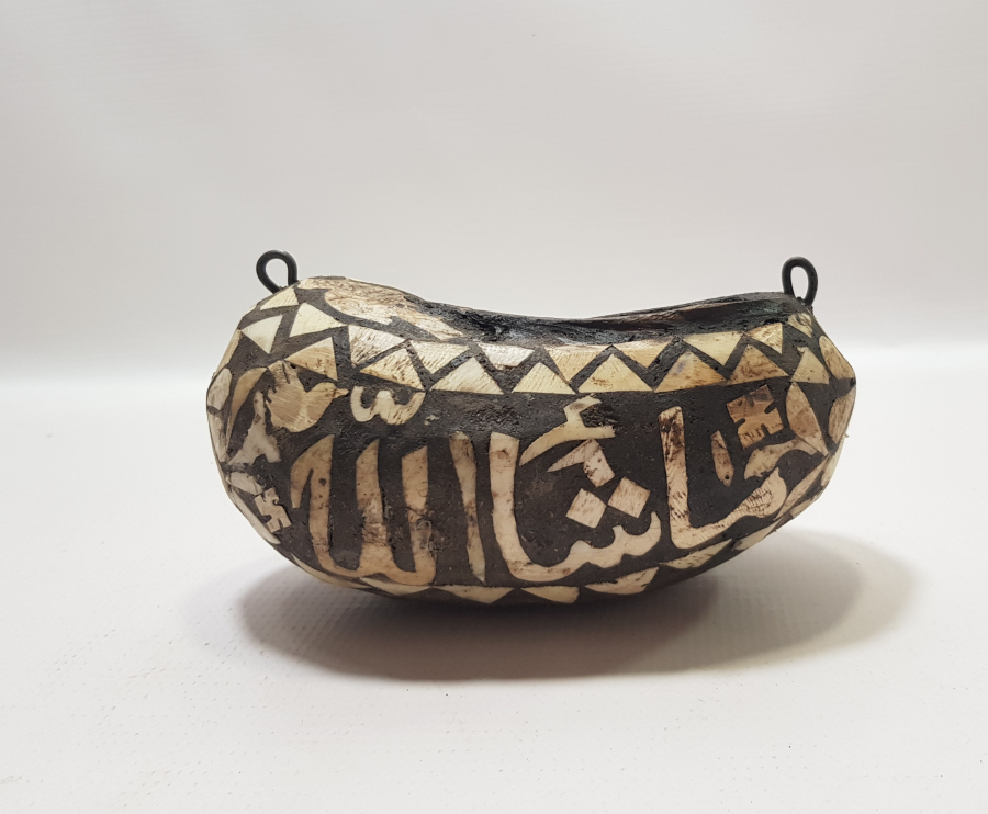 EL YAPIMI ÜZERİ YAZILI KEMİK ÇAKMA İŞÇİLİKLİ KEŞKÜL-Ü FUKARA 