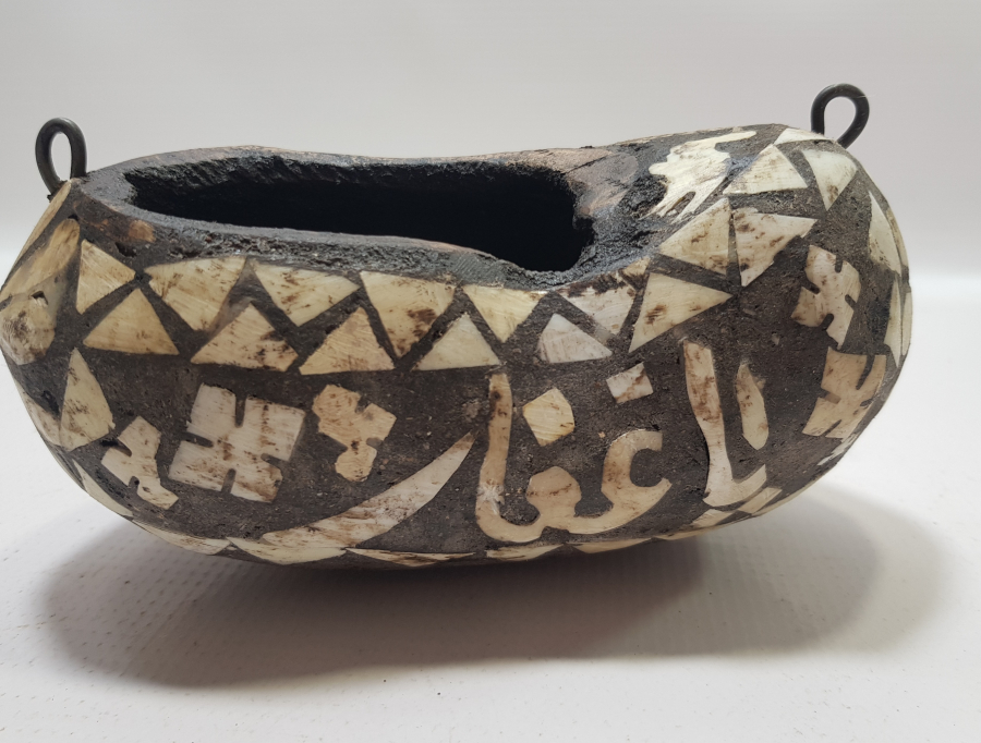 EL YAPIMI ÜZERİ YAZILI KEMİK ÇAKMA İŞÇİLİKLİ KEŞKÜL-Ü FUKARA 