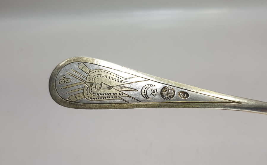 OSMANLI DÖNEMİ TUĞRALI VE MEŞRUTİYET SANCAKLI BÜYÜK BOY GÜMÜŞ KAŞIK