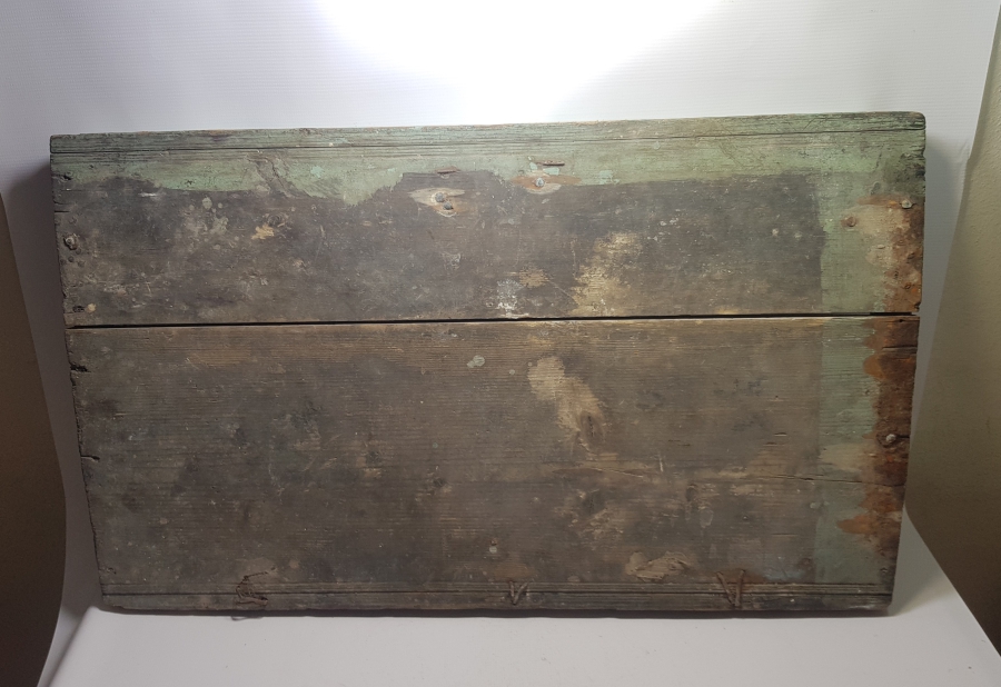 OSMANLI DÖNEMİ EL BOYAMA YUNAN BAYRAKLI GEMİ RESİMLİ SANDIK KAPAĞI