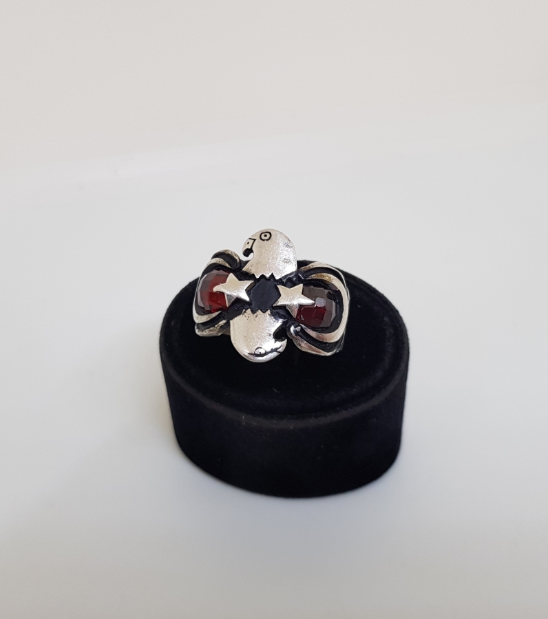 AY YILDIZ VE KARTAL FİGÜRLÜ GÜMÜŞ YÜZÜK