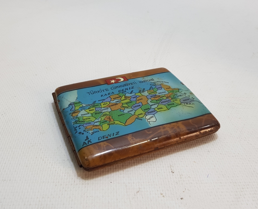 ANTİKA TÜRKİYE HARİTALI TÜTÜN TABAKASI