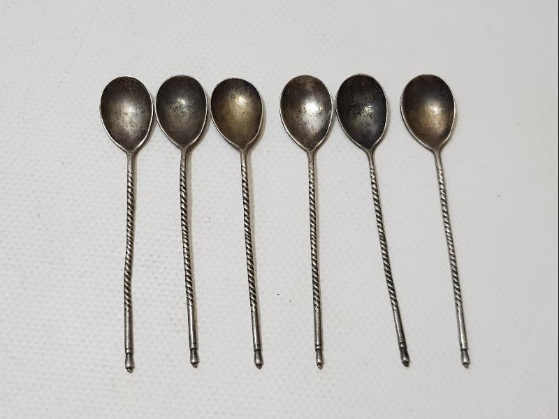 OSMANLI DÖNEMİ İZMİR RUM İŞİ ÇOK NADİR GÜMÜŞ ÇAY KAŞIĞI SETİ