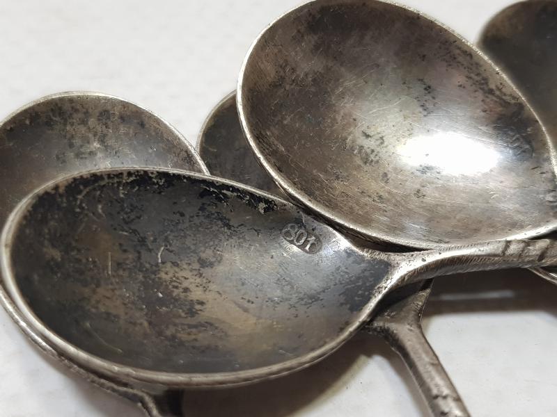 OSMANLI DÖNEMİ İZMİR RUM İŞİ ÇOK NADİR GÜMÜŞ ÇAY KAŞIĞI SETİ