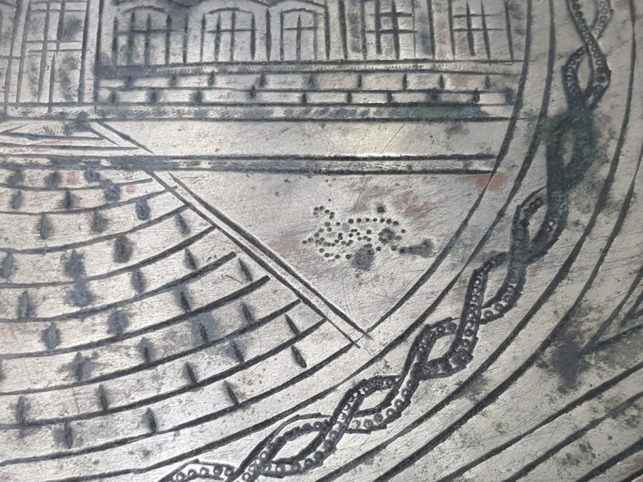 OSMANLICA YAZILI VE CAMİ RESİMLİ ÇOK NADİR ESERİ İSTANBUL BAKIR TEPSİ