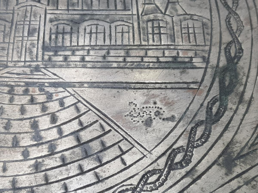 OSMANLICA YAZILI VE CAMİ RESİMLİ ÇOK NADİR ESERİ İSTANBUL BAKIR TEPSİ