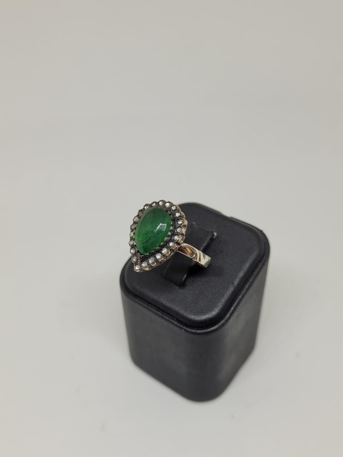 ZÜMRÜT VE PIRLANTA TAŞLI ÖZEL YAPIM YÜZÜK