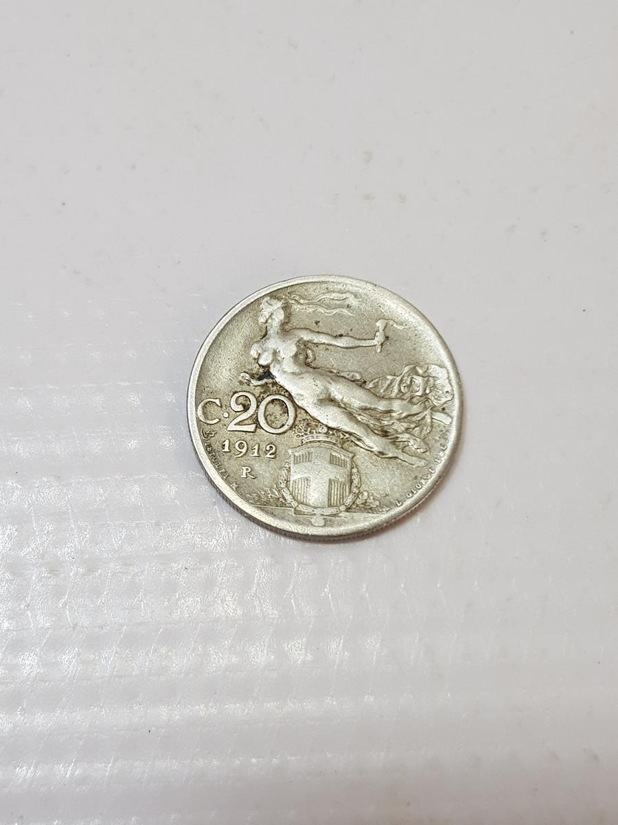 1912 İTALYA 20 CENTIMES GÜMÜŞ PARA