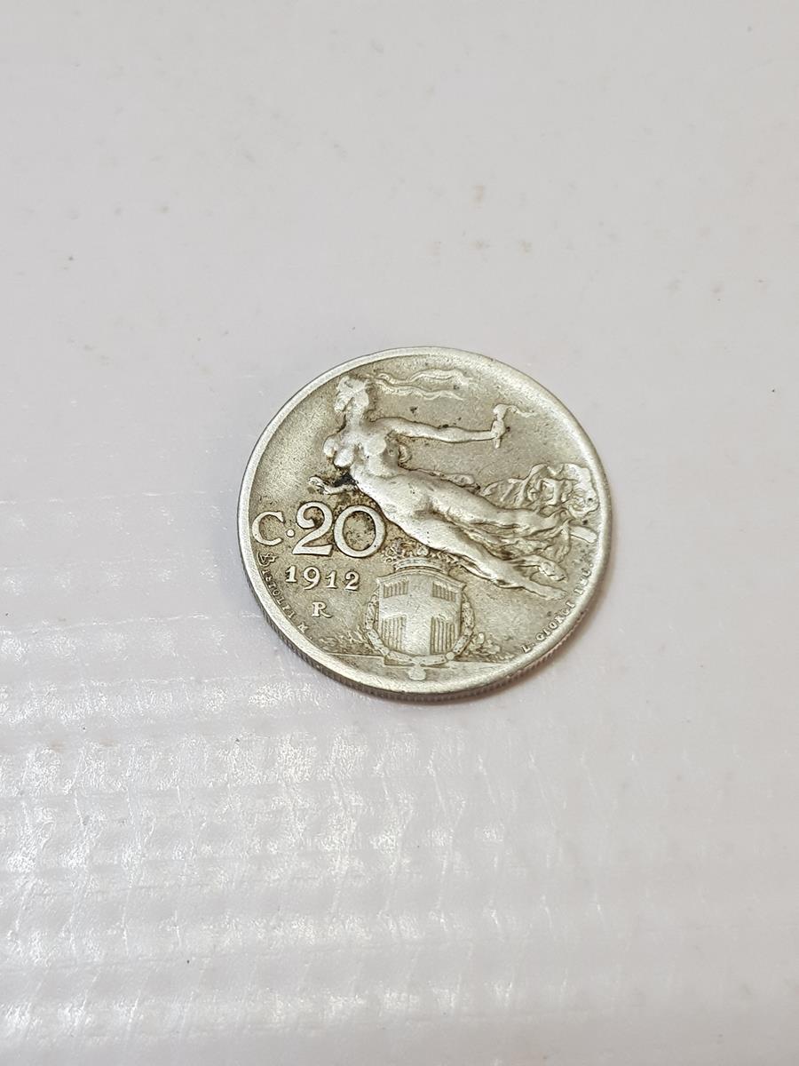 1912 İTALYA 20 CENTIMES GÜMÜŞ PARA