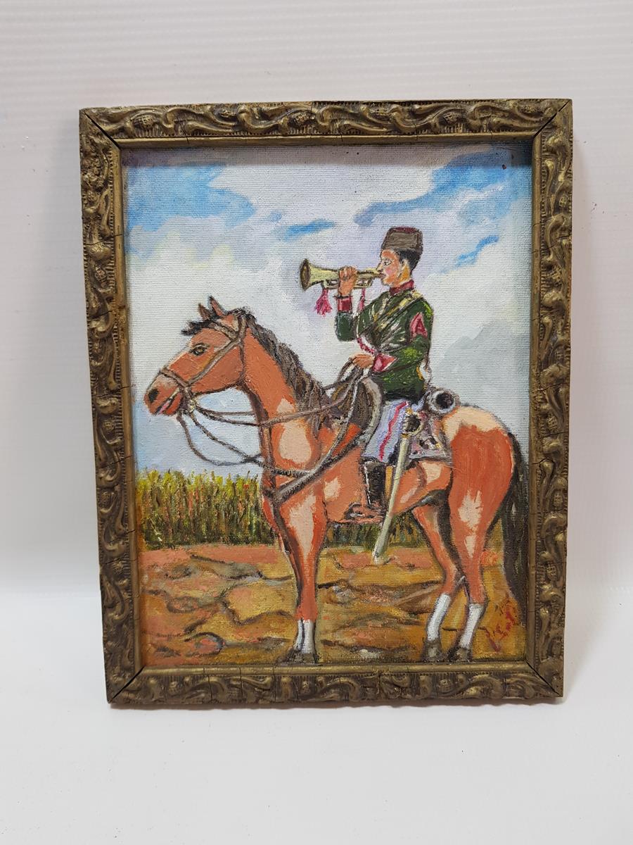 BORAZAN ÇALAN OSMANLI SÜVARİSİ YAĞLI BOYA TABLO