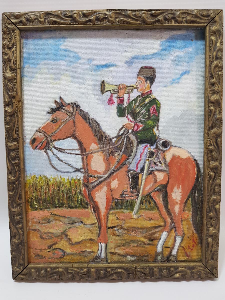 BORAZAN ÇALAN OSMANLI SÜVARİSİ YAĞLI BOYA TABLO