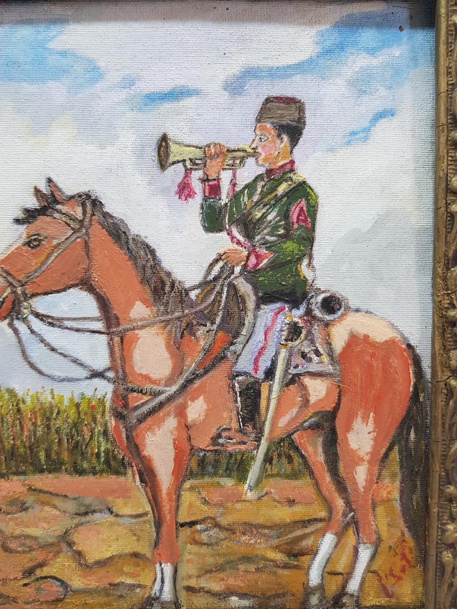 BORAZAN ÇALAN OSMANLI SÜVARİSİ YAĞLI BOYA TABLO