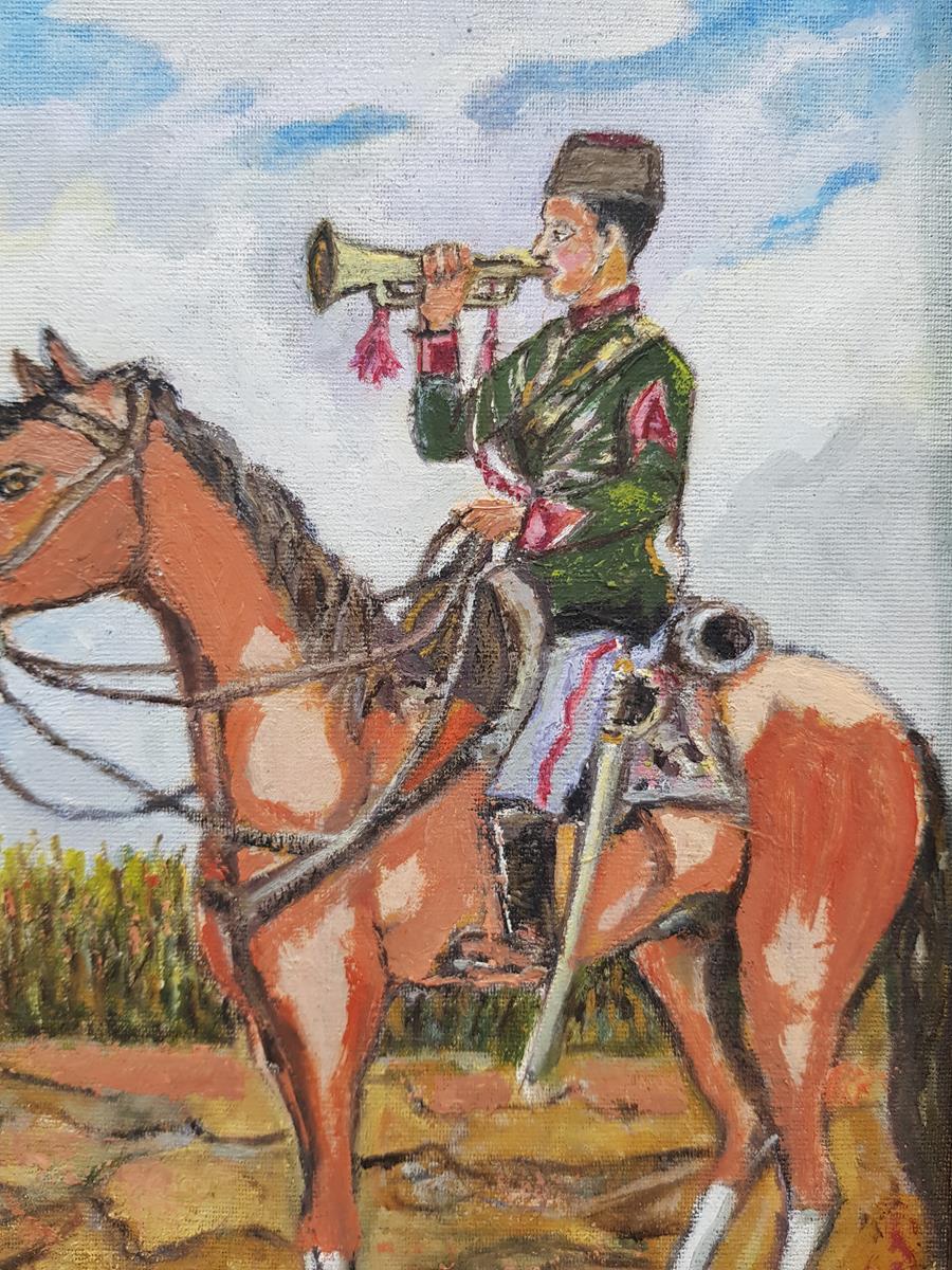 BORAZAN ÇALAN OSMANLI SÜVARİSİ YAĞLI BOYA TABLO