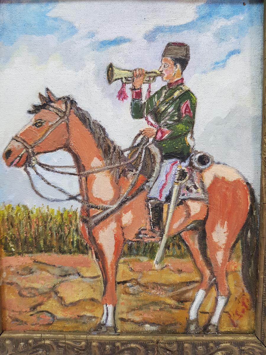 BORAZAN ÇALAN OSMANLI SÜVARİSİ YAĞLI BOYA TABLO