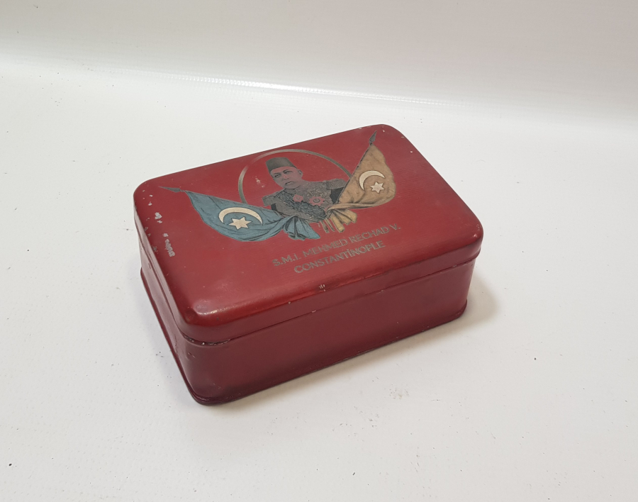 OSMANLI DEVLET ARMALI VE MEHMET REŞAT HAN GÖRSELLİ BÜYÜK BOY KAPAKLI KUTU