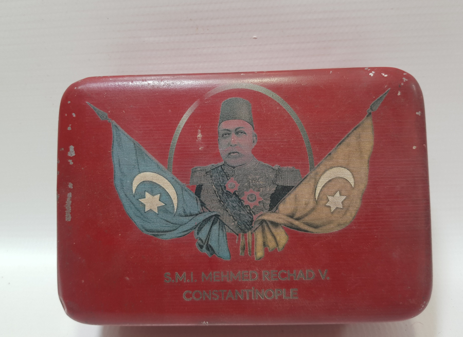 OSMANLI DEVLET ARMALI VE MEHMET REŞAT HAN GÖRSELLİ BÜYÜK BOY KAPAKLI KUTU