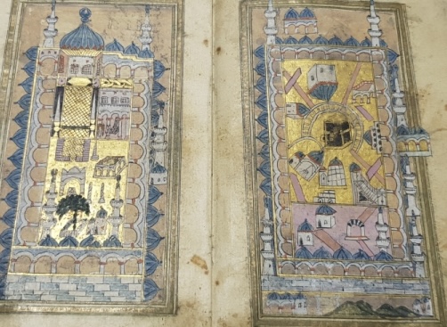 İÇERİSİ KABE-İ ŞERİF VE MEDİNE GÖRSELLİ BOL RESİMLİ OSMANLI DÖNEMİ EL YAZMA UŞŞAKİ TARİKATI DELAİL-İ HAYRAT