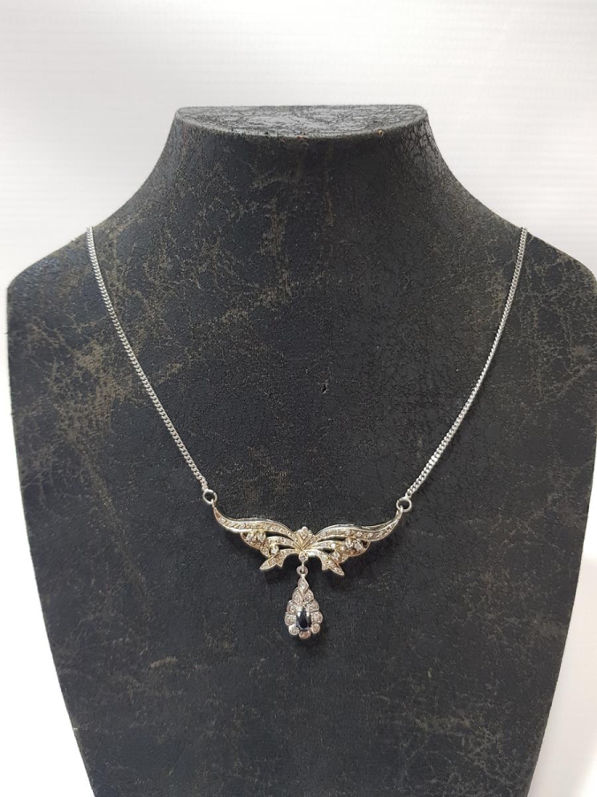 ANTİKA SAFİR TAŞLI PIRLANTA GERDANLIK