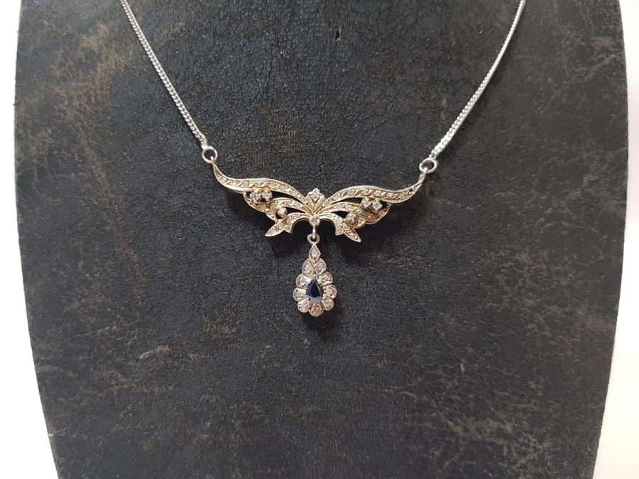 ANTİKA SAFİR TAŞLI PIRLANTA GERDANLIK