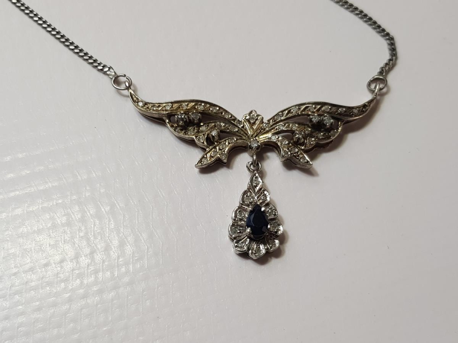 ANTİKA SAFİR TAŞLI PIRLANTA GERDANLIK