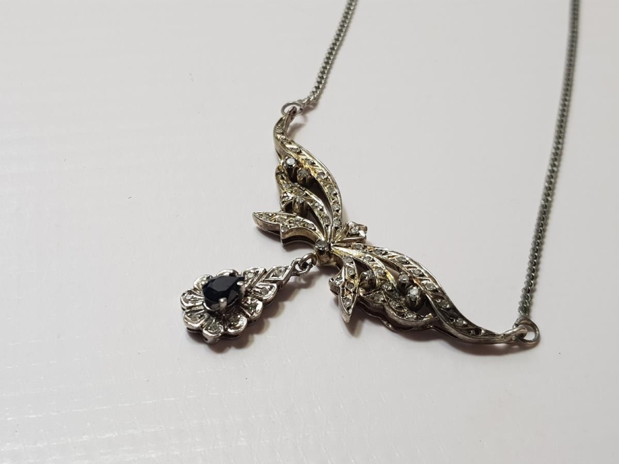 ANTİKA SAFİR TAŞLI PIRLANTA GERDANLIK