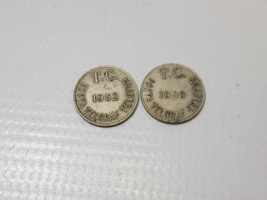 1952-1953 TARİHLİ NADİR TELEFON JETONLARI