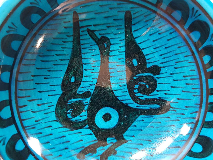 SITKI OLÇAR İMZALI KUŞLAR KONULU KÜTAHYA SERAMİK KASE