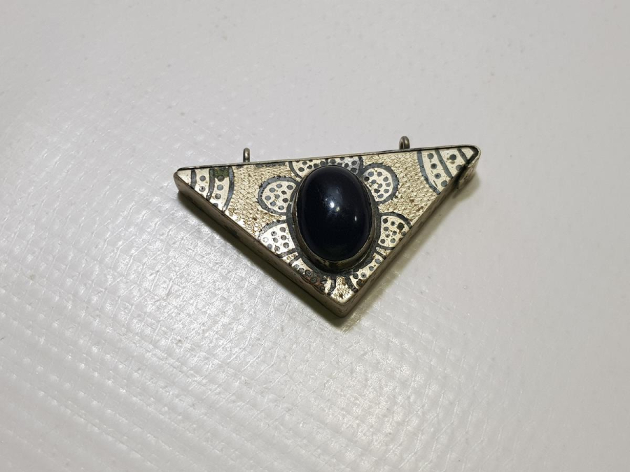 OSMANLI DÖNEMİ OLTU TAŞLI ALPAKA ÜÇGEN HAMAYIL