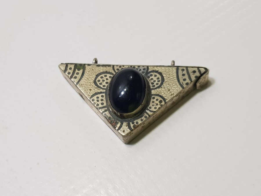 OSMANLI DÖNEMİ OLTU TAŞLI ALPAKA ÜÇGEN HAMAYIL