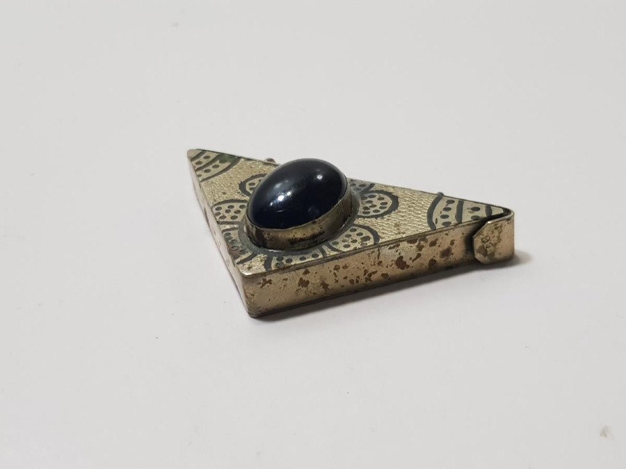 OSMANLI DÖNEMİ OLTU TAŞLI ALPAKA ÜÇGEN HAMAYIL