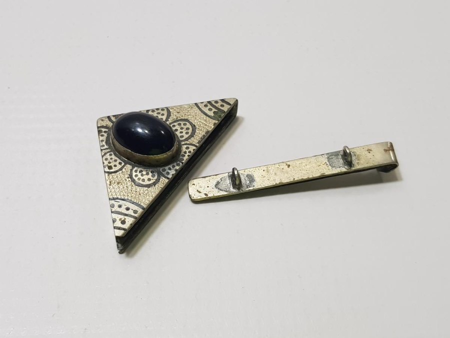 OSMANLI DÖNEMİ OLTU TAŞLI ALPAKA ÜÇGEN HAMAYIL