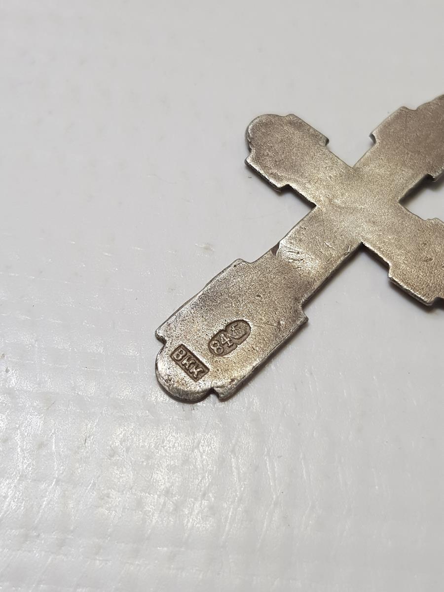 OSMANLI DÖNEMİ RUS İŞİ MİNELİ GÜMÜŞ HAÇ KOLYE