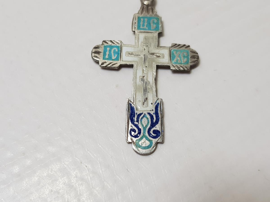 OSMANLI DÖNEMİ RUS İŞİ MİNELİ GÜMÜŞ HAÇ KOLYE