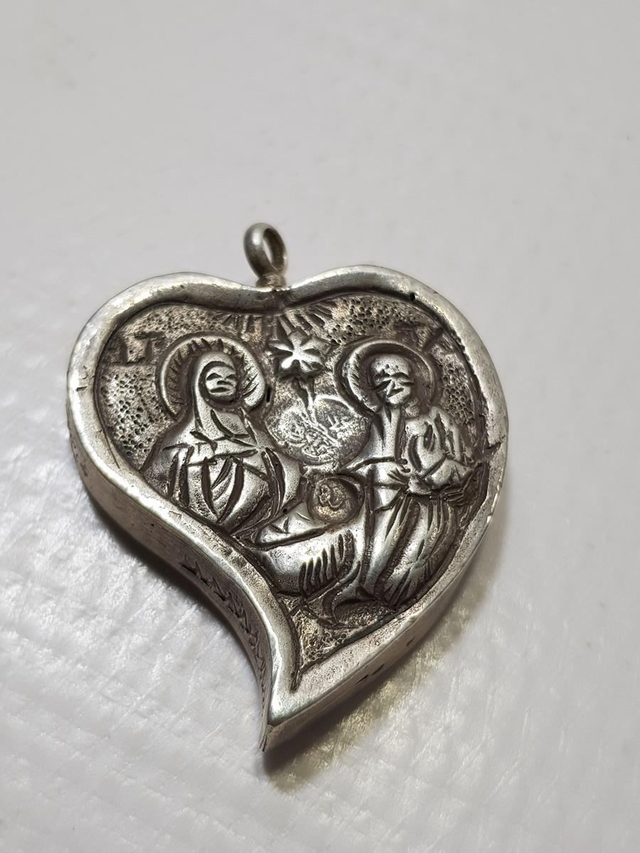 OSMANLI TUĞRALI VE SAH DAMGALI KALP FORMLU RUM İŞİ GÜMÜŞ KOLYE UCU