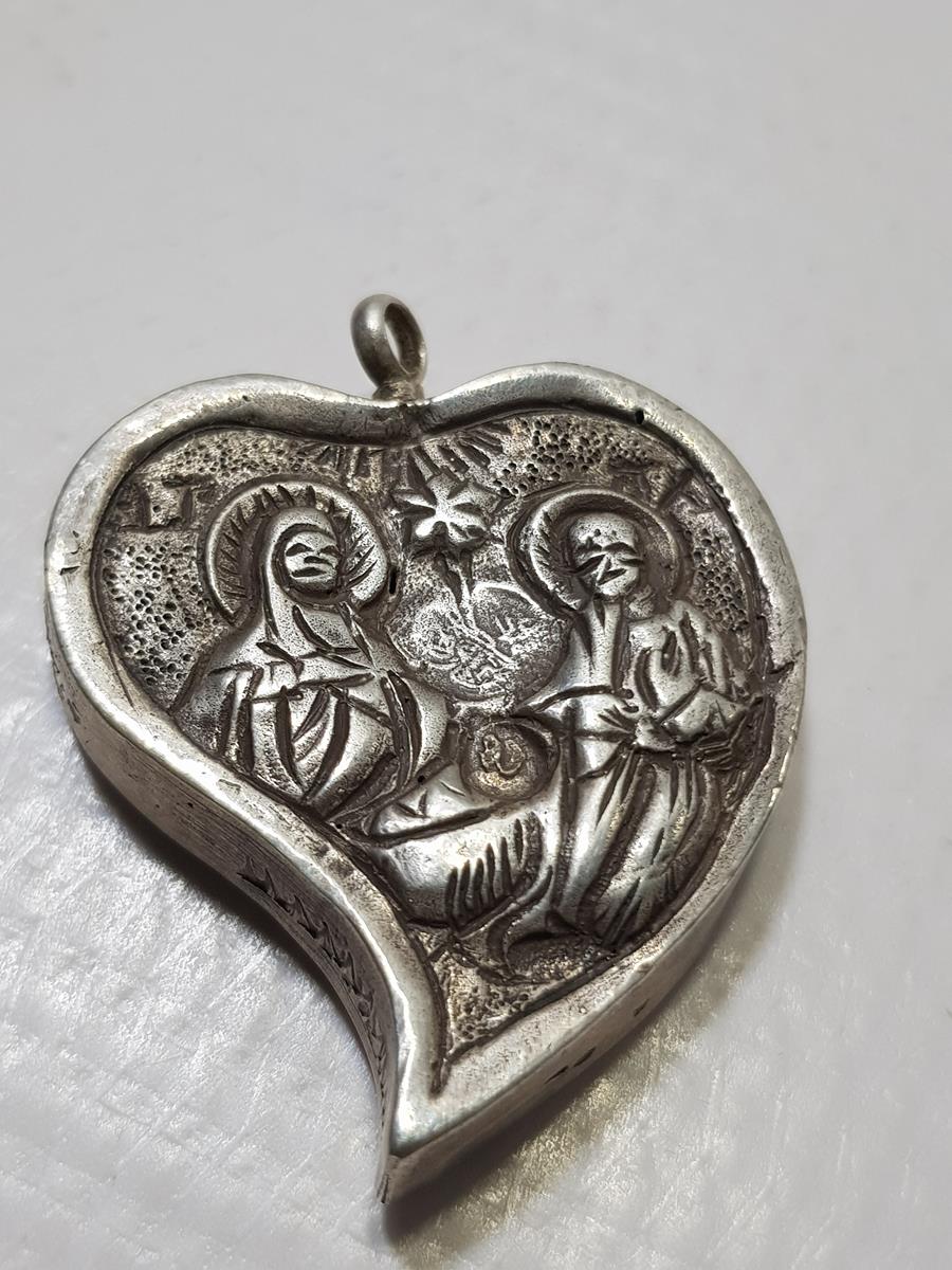 OSMANLI TUĞRALI VE SAH DAMGALI KALP FORMLU RUM İŞİ GÜMÜŞ KOLYE UCU