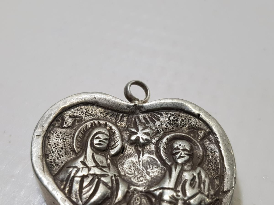 OSMANLI TUĞRALI VE SAH DAMGALI KALP FORMLU RUM İŞİ GÜMÜŞ KOLYE UCU