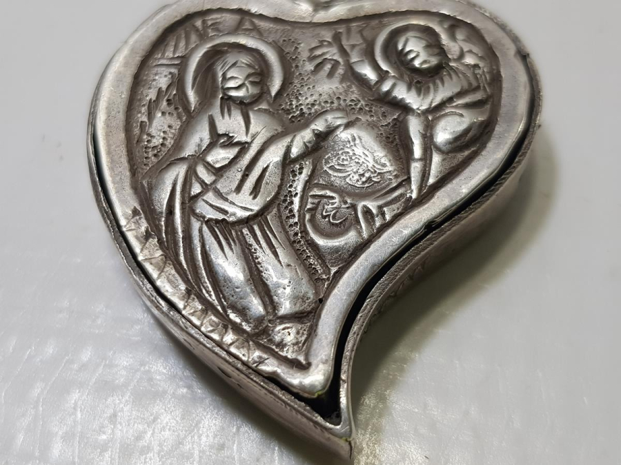 OSMANLI TUĞRALI VE SAH DAMGALI KALP FORMLU RUM İŞİ GÜMÜŞ KOLYE UCU