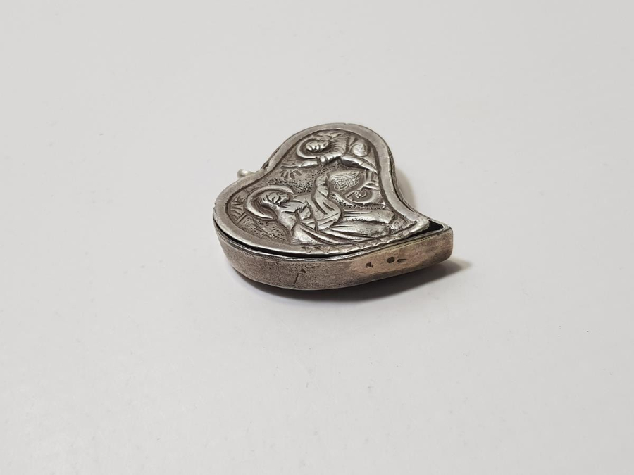 OSMANLI TUĞRALI VE SAH DAMGALI KALP FORMLU RUM İŞİ GÜMÜŞ KOLYE UCU