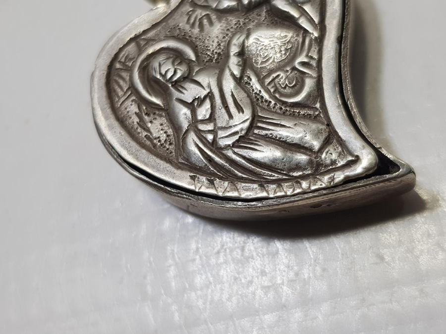 OSMANLI TUĞRALI VE SAH DAMGALI KALP FORMLU RUM İŞİ GÜMÜŞ KOLYE UCU