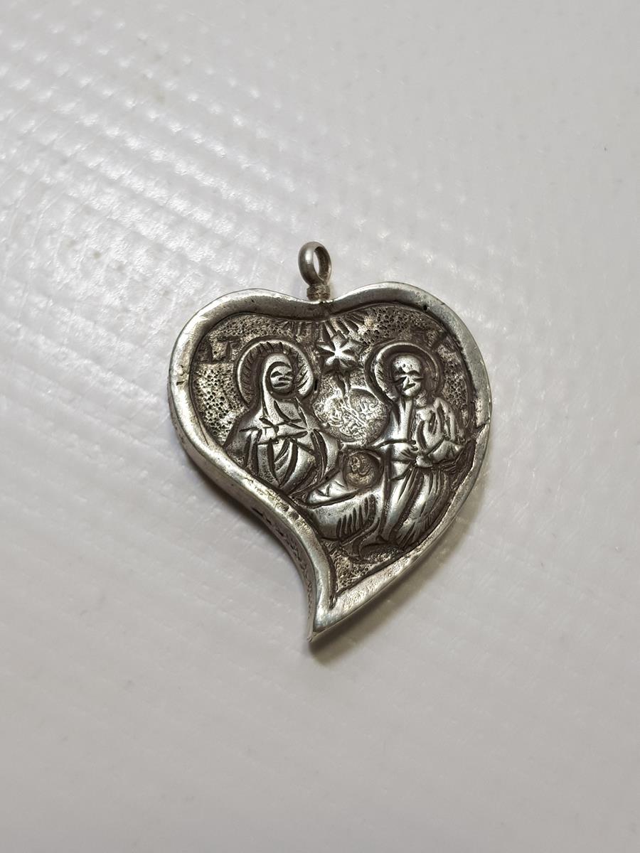 OSMANLI TUĞRALI VE SAH DAMGALI KALP FORMLU RUM İŞİ GÜMÜŞ KOLYE UCU