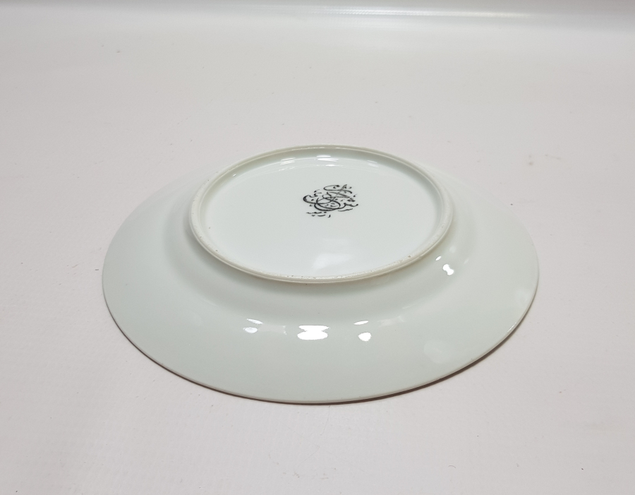  ARKASI OSMANLICA YAZILI VE ALTIN VARAKLI PORSELEN TABAK