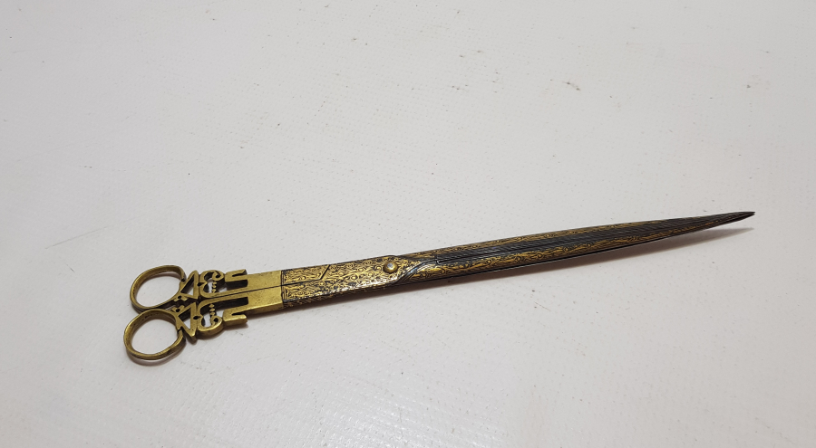 OSMANLI DÖNEMİ TAMAMI ALTIN ÇAKMA İŞÇİLİKLİ ÇOK NADİR HATTAT MAKASI