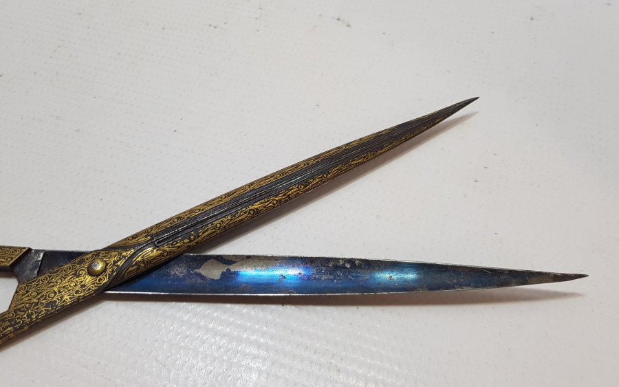 OSMANLI DÖNEMİ TAMAMI ALTIN ÇAKMA İŞÇİLİKLİ ÇOK NADİR HATTAT MAKASI