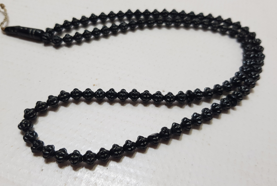 SİKKE FORMLU YAPILMIŞ GÜMÜŞ VARAKLI ÇOK NADİR BEYKOZ TEKKE İŞİ ZİKİR - NAMAZ TESPİHİ