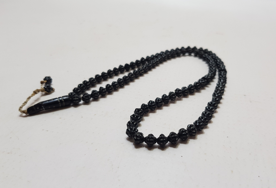 SİKKE FORMLU YAPILMIŞ GÜMÜŞ VARAKLI ÇOK NADİR BEYKOZ TEKKE İŞİ ZİKİR - NAMAZ TESPİHİ