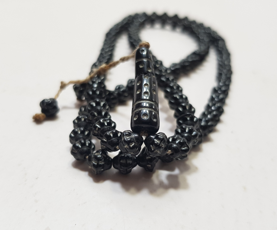 SİKKE FORMLU YAPILMIŞ GÜMÜŞ VARAKLI ÇOK NADİR BEYKOZ TEKKE İŞİ ZİKİR - NAMAZ TESPİHİ